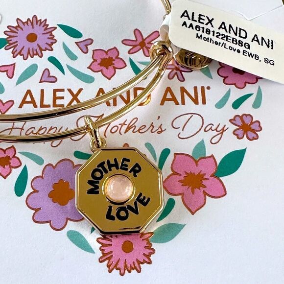 Alex and Ani Mother’s Day Expandable Bangle Bracelet Mother/Love Charm NWT - Picture 3 of 3